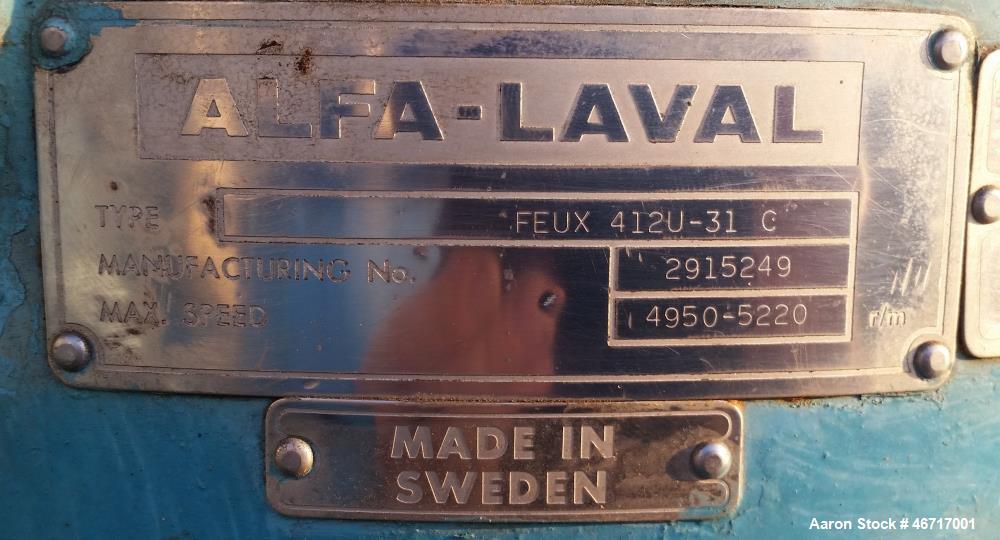 Used- Alfa Laval FEUX-412U-31C Nozzle Disc Centrifuge.