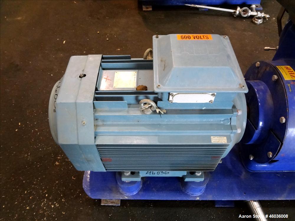 Used Alfa Laval FEUX-412U-35-60 Nozzle Disc Centrifuge 316 Stainless Steel Construction, (3) Clarifier Design (liquids/solids separation). Centripetal pump liquid discharge. Flange mount 50 hp, 575/3...