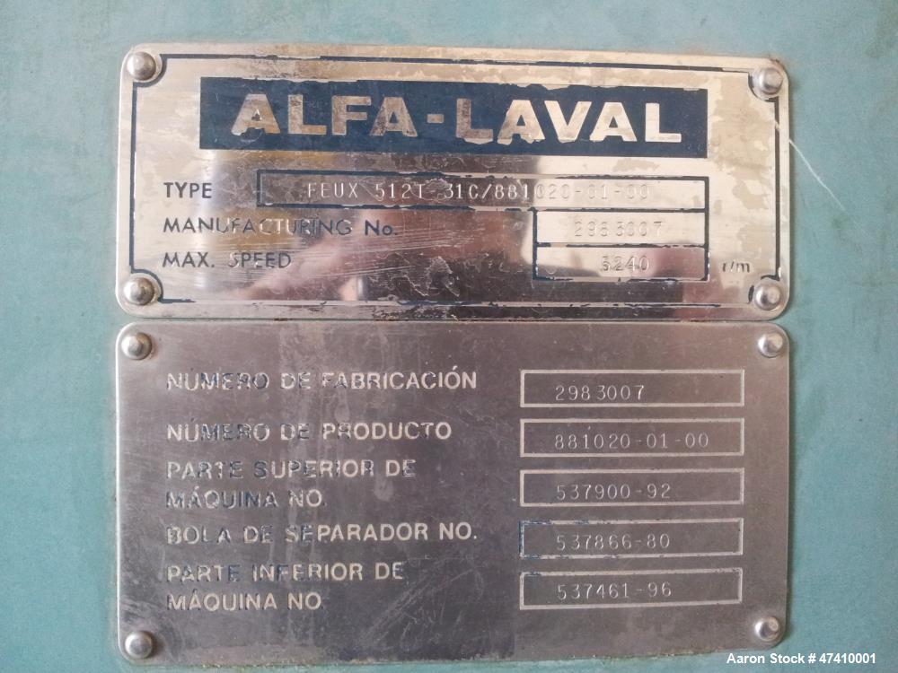 Used Alfa Laval FEUX-512T-31C Nozzle Disc Centrifuge