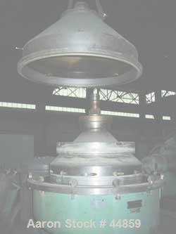 Used Alfa Laval SPQX-512S-31CG-60 Nozzle Centrifuge. 60 HP motor 3/60/460, belt driven, upper piping, base and sub-base. Maximum speed is 4630 rpm, recycle feature, suitable for up to 25,000 lb/hour ...