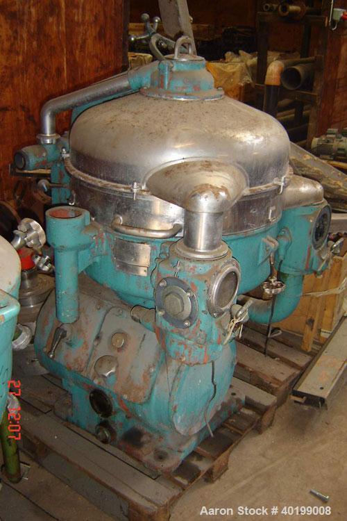 Unused-Used: Alfa Laval (Delaval) nozzle separator, type SVSX210-75B. Material of construction is stainless steel on product contact parts. Max bowl speed 1420-1500 rpm by an approximate 10 hp-380 vo...