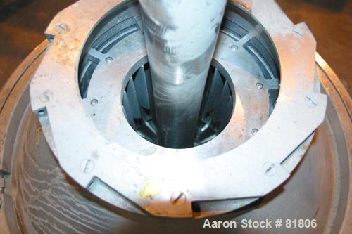 USED: Dorr Oliver Merco Nozzle Disc Centrifuge, Model B-30, 317 stainless steel rotor assembly.Max bowl speed 2550 rpm, bronze housing, base with hoist, 125 hp, 3/60/460 volt, drive motor, electric s...