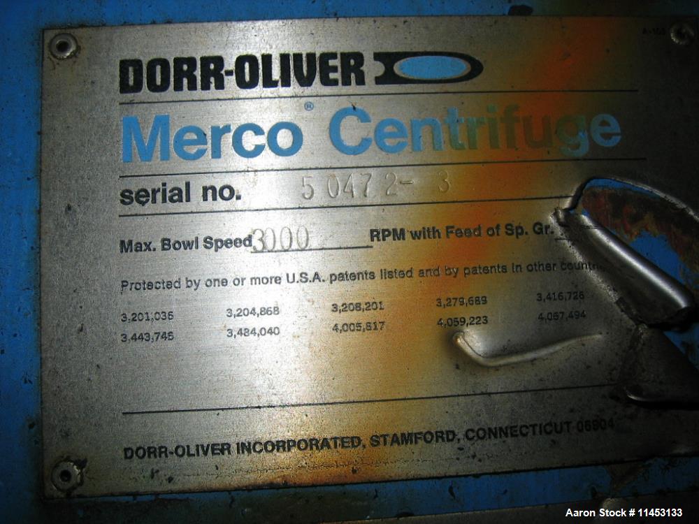 Used- Dorr Oliver Merco Nozzle Disc Centrifuge, Model  B-30