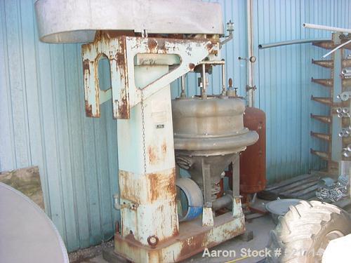 USED: Dorr Oliver/Merco BH-20 nozzle disc centrifuge, stainless steel rotor assembly, bronze casing, base/hoist, air tank, misc tools and spare spindle cartridge.