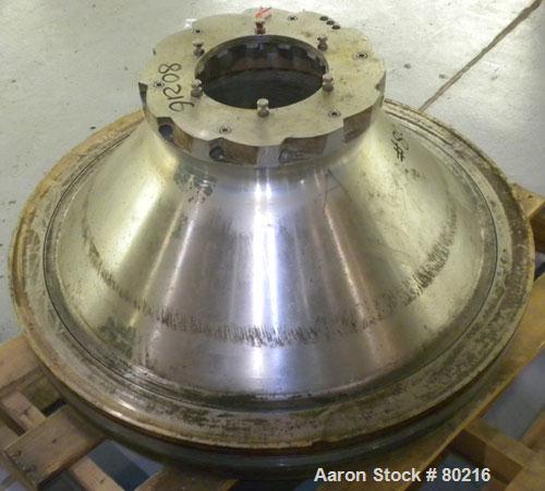 USED: Dorr Oliver Merco BH-36 nozzle disc centrifuge. Ferralium 225 rotor assembly, bronze housing. Driven by a 150 hp, 3/60/460 volt, 1760 rpm motor, 2600 rpm bowl speed. Includes control panel, bas...