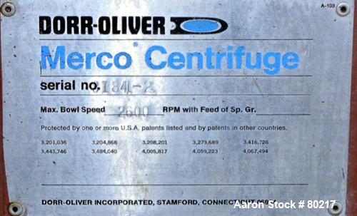 Used- Dorr Oliver Merco Nozzle Disc Centrifuge