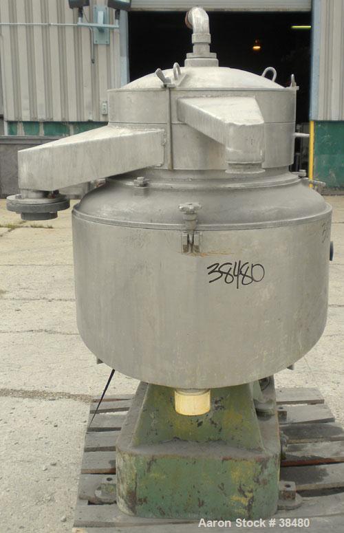 Used Stainless Steel Sharples Nozzlejector Centrifuge, Type DM-E-1624-19-E-2633
