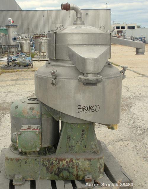 Used Stainless Steel Sharples Nozzlejector Centrifuge, Type DM-E-1624-19-E-2633