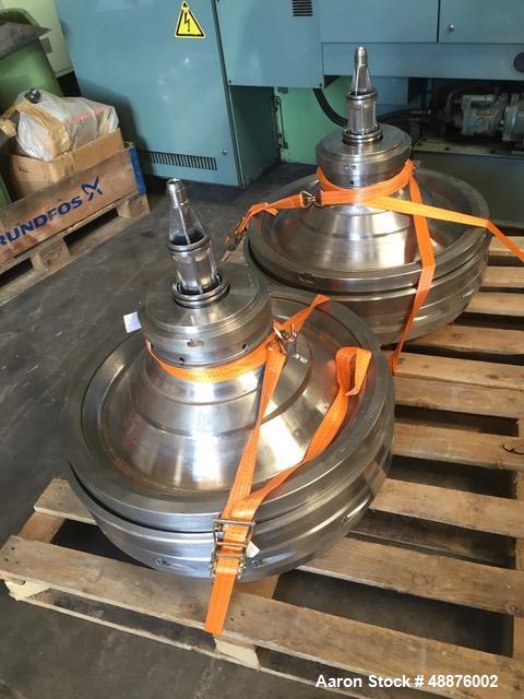 Used Westfalia DA-100-76-117 Nozzle Disc Centrifuge. Stainless steel construction (product contact areas), max bowl speed 3340 rpm, clarifier design, 105 HP/70 Kw direct drive motor. Mfg. 1991. Last ...