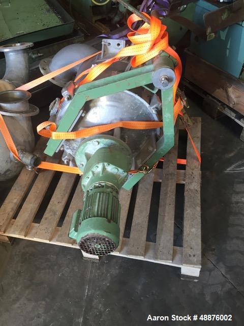 Used Westfalia DA-100-76-117 Nozzle Disc Centrifuge. Stainless steel construction (product contact areas), max bowl speed 3340 rpm, clarifier design, 105 HP/70 Kw direct drive motor. Mfg. 1991. Last ...