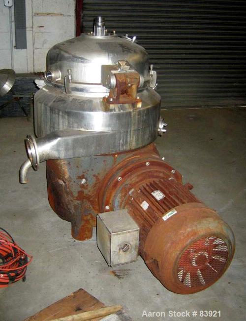 USED: Westfalia HDA-75-06-016 nozzle centrifuge. Stainless steel contacts. 60 hp motor, 3/60/230-460. 5500 rpm, solids 1.03 kg/dm3. Frame serial #1649842.