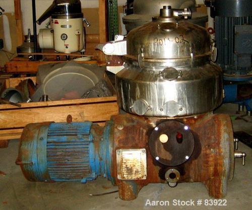 USED: Westfalia HDA-75-06-016 nozzle centrifuge. Stainless steel contacts. 60 hp motor, 3/60/230-460. 5500 rpm, solids 1.03 kg/dm3. Frame serial #1649842.
