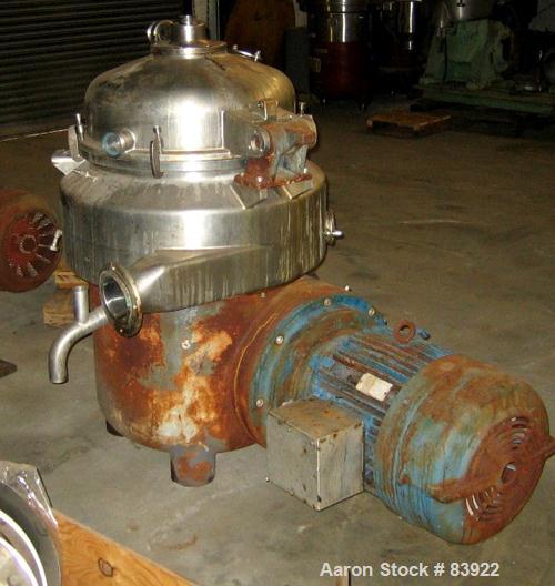 USED: Westfalia HDA-75-06-016 nozzle centrifuge. Stainless steel contacts. 60 hp motor, 3/60/230-460. 5500 rpm, solids 1.03 ...