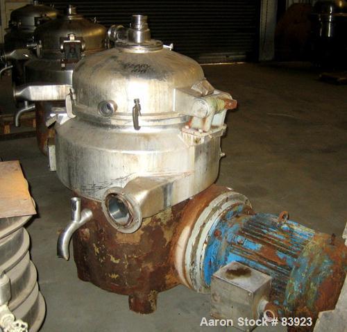 USED: Westfalia HDA-75-06-016 nozzle centrifuge. Stainless steel contacts. 60 hp motor, 3/60/203-460. 5500 rpm, solids 1.03 kg/dm3. Frame serial #1649842.