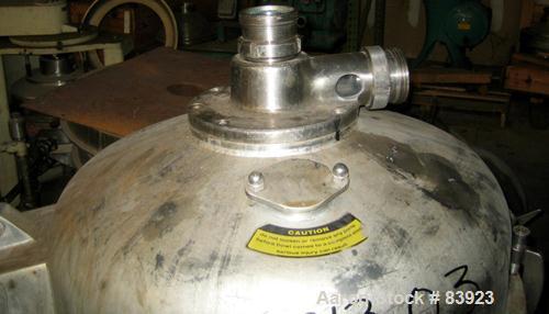 USED: Westfalia HDA-75-06-016 nozzle centrifuge. Stainless steel contacts. 60 hp motor, 3/60/203-460. 5500 rpm, solids 1.03 kg/dm3. Frame serial #1649842.