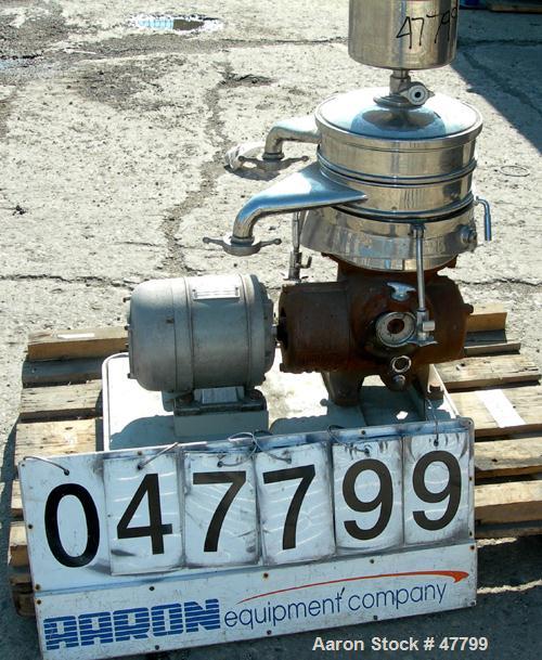 USED: Westfalia model SKOG-205 lab nozzle disc centrifuge, 316 stainless steel on product contact areas. Max bowl speed 7600 rpm, separator design. Driven by a 2 hp, 3/60/480 volt, 1750 rpm motor. Ba...