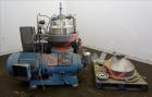 Used Alfa-Laval BTUX-51OT-34CEP-60 Nozzle Disc Centrifuge, 316 stainless Steel (product contact areas), clarifier design (Liquid/solids separation), centripetal pump liquid discharge, driven by a 45 ...