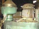 Used Alfa Laval SPQX-512S-31CG-60 Nozzle Centrifuge. 60 HP motor 3/60/460, belt driven, upper piping, base and sub-base. Maximum speed is 4630 rpm, recycle feature, suitable for up to 25,000 lb/hour ...