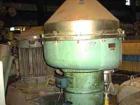 Used Alfa Laval SPQX-512S-31CG-60 Nozzle Centrifuge. 60 HP motor 3/60/460, belt driven, upper piping, base and sub-base. Maximum speed is 4630 rpm, recycle feature, suitable for up to 25,000 lb/hour ...