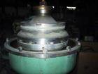 Used Alfa Laval SPQX-512S-31CG-60 Nozzle Centrifuge. 60 HP motor 3/60/460, belt driven, upper piping, base and sub-base. Maximum speed is 4630 rpm, recycle feature, suitable for up to 25,000 lb/hour ...