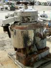 USED: Sharples DH-3 Nozzljector disc centrifuge, 304 stainless steel, separator design. Max bowl speed 6350 rpm. Max operating temperature 212 deg, belt drive configuration. Driven by an approximate ...