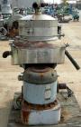 USED: Sharples DH-3 Nozzljector disc centrifuge, 304 stainless steel, separator design. Max bowl speed 6350 rpm. Max operating temperature 212 deg, belt drive configuration. Driven by an approximate ...