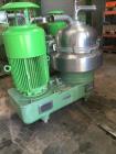 Used Westfalia DA-100-76-117 Nozzle Disc Centrifuge. Stainless steel construction (product contact areas), max bowl speed 3340 rpm, clarifier design, 105 HP/70 Kw direct drive motor. Mfg. 1991. Last ...