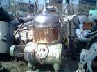 Used Westfalia nozzle centrifuge, type RTA140-51-076. Material of construction is 316 stainless steel. Max bowl speed 5000 rpm by an approximate 27.75 hp/18.5 kw-380 volt/50 cycle/3 ph XP flanged dri...