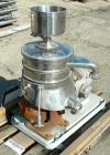 USED: Westfalia model SKOG-205 lab nozzle disc centrifuge, 316 stainless steel on product contact areas. Max bowl speed 7600 rpm, separator design. Driven by a 2 hp, 3/60/480 volt, 1750 rpm motor. Ba...