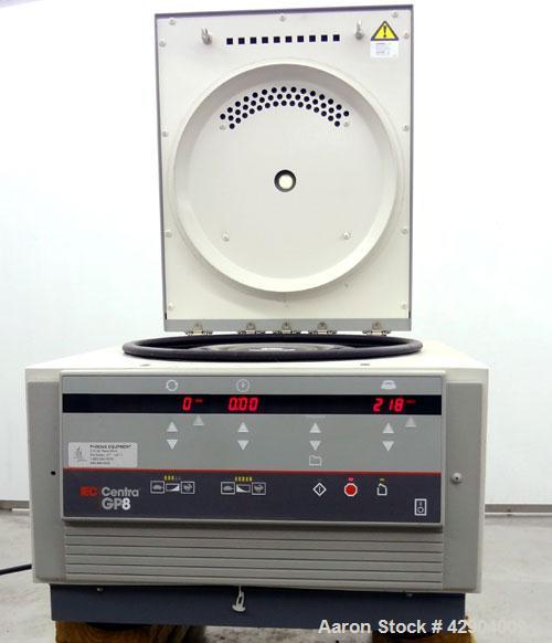 Used IEC Centra GP8 Ventilated Centrifuge, Model 5681. Maximum rpm 4600. Includes a type 218 rotor with (4) swinging buckets.