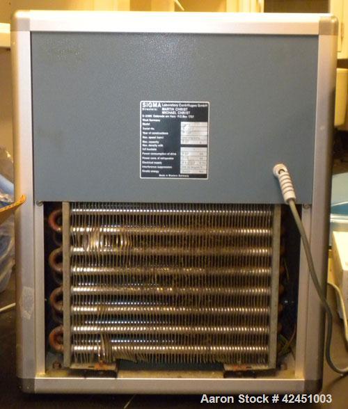 Used Sigma Lab Centrifuge, Model Sigma 2MK. 24 station unit. Rated 14000 RPM, max capacity 120g. Manually adjustable temperature and speed controls. Temperature range rated between 40 to -30 degrees ...