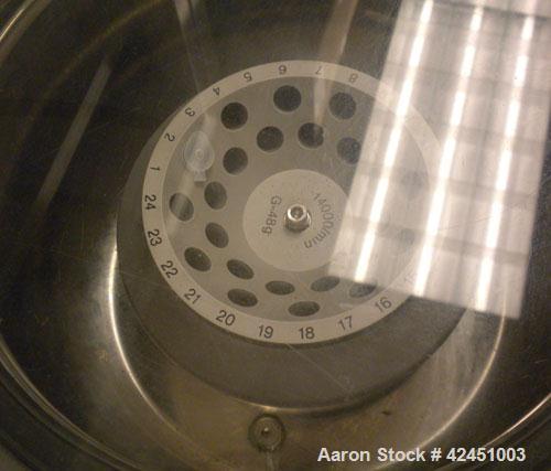 Used Sigma Lab Centrifuge, Model Sigma 2MK. 24 station unit. Rated 14000 RPM, max capacity 120g. Manually adjustable temperature and speed controls. Temperature range rated between 40 to -30 degrees ...