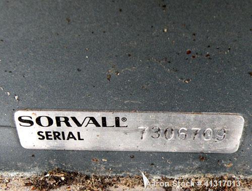 Used Sorvall RC-3 Refrigerated Floor Centrifuge. Approximate speeds to 5250 rpm, forces to 7,120 g. Model HG-4L swinging bucket rotor with (4) 4" diameter x 5 1/2" deep buckets. Top door.