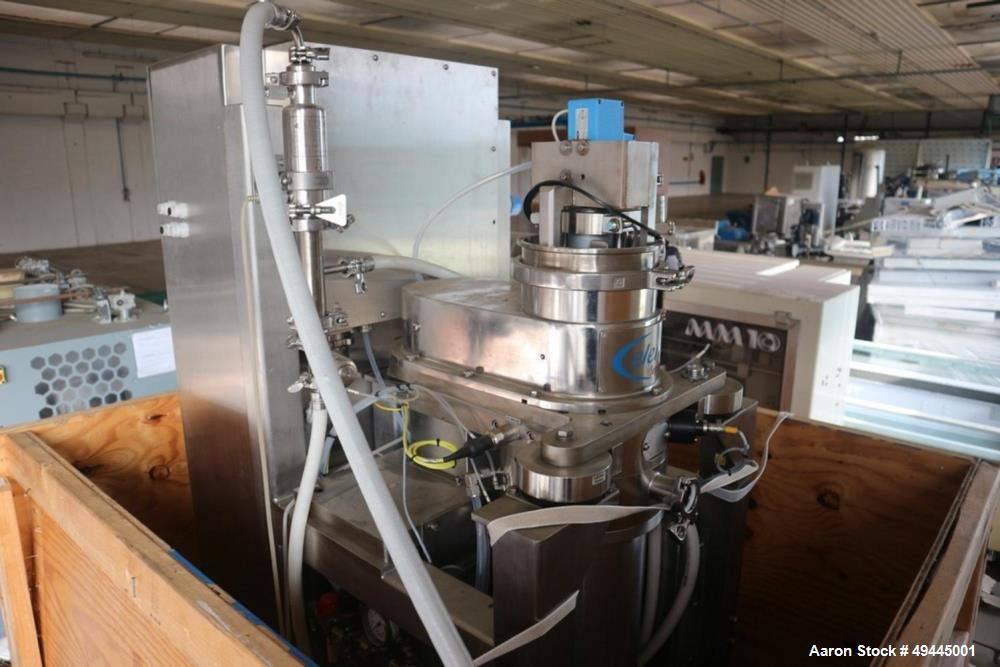 Used Celeros Separation Centrifuge, Model APD-125. 5Kg Capacity. 17,000 rpm. Max solids S.G. 1.50. Operating temperature range 5-40 degrees C. Max internal case pressure 2 bar. 480 VAC. 3 phase. 30 A...