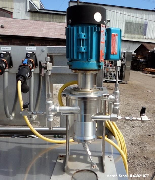 Used CINC Industries V0-2 Centrifuge, 316L Stainless Steel Construction. Rated 0.5 gallons per minute at 30 psi at 220 degrees F., 6000 rpm maximum bowl speed, 0.125hp, 230/460 volt motor drive on st...