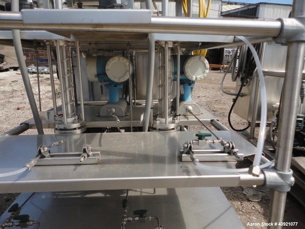 Used CINC Industries V0-2 Centrifuge, 316L Stainless Steel Construction. Rated 0.5 gallons per minute at 30 psi at 220 degrees F., 6000 rpm maximum bowl speed, 0.125hp, 230/460 volt motor drive on st...