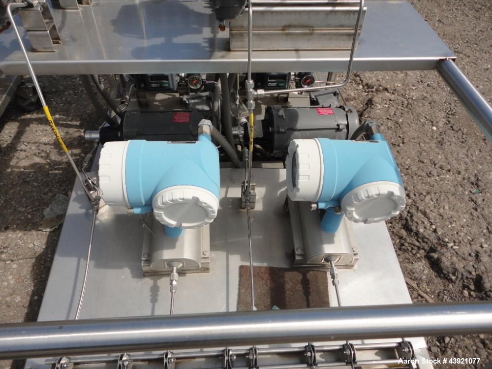 Used CINC Industries V0-2 Centrifuge, 316L Stainless Steel Construction. Rated 0.5 gallons per minute at 30 psi at 220 degrees F., 6000 rpm maximum bowl speed, 0.125hp, 230/460 volt motor drive on st...
