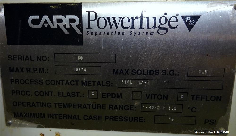 Used Carr P-12 Powerfuge Solid Bowl Centrifuge