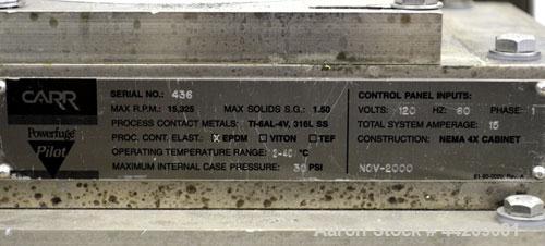 Used Stainless Steel/Titanium Carr Powerfuge Pilot Seperation System 