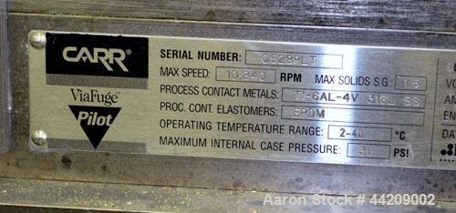 Used Stainless steel/Titanium Carr ViaFuge Pilot Seperation System