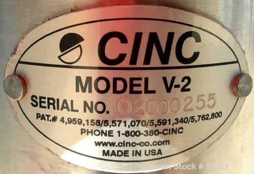 USED: CINC Centrifugal Separator/Extractor, Model V2. Hastelloy C276 construction. Designed for liquid-liquid separation of aqueous and organic mixtures. 2" rotor size, 2000 ml/min throughput, 3/8" N...