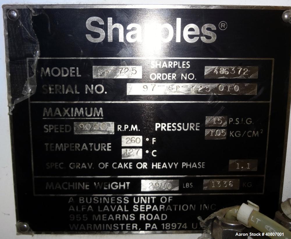 Pharmaceutical Sharples SP-725 Super Helix Centrifuge