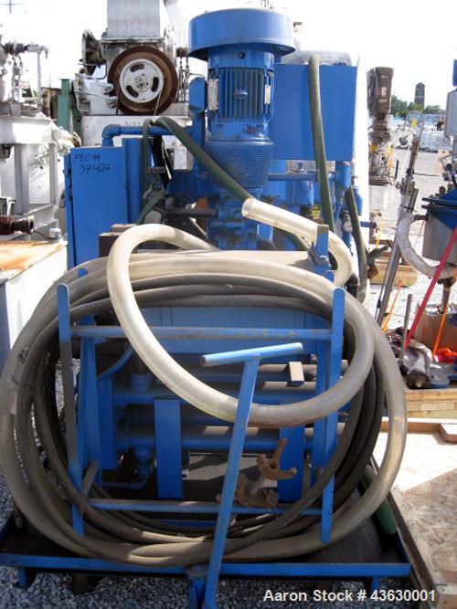 Used Sharples AP16VHHC Super Centrifuge. Stainless steel contact parts. Maximum bowl speed 15,000 rpm, rated up to 500 gallons an hour. Driven by a 3hp, 230/460 volt motor. Cart mounted.