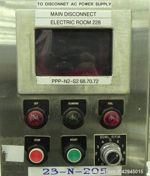Used Sharples AS-16VB "Aseptic Biological" Super Centrifuge Frame Assembly. Stainless steel construction (product contact areas), maximum speed 17,000 rpm (20000 x G force), sanitary type connections...