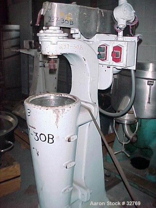 Used Sharples AS-16 Super Centrifuge, 316 Stainless Steel. Maximum bowl speed 15,000 rpm, clarifier design. Cooling coils. 3 hp 230/460/3/60/3450 rpm with soft start controls.