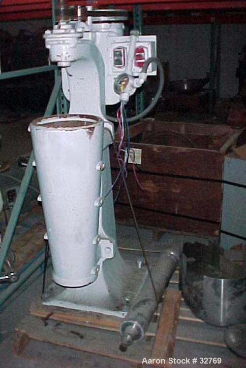 Used Sharples AS-16 Super Centrifuge, 316 Stainless Steel. Maximum bowl speed 15,000 rpm, clarifier design. Cooling coils. 3 hp 230/460/3/60/3450 rpm with soft start controls.