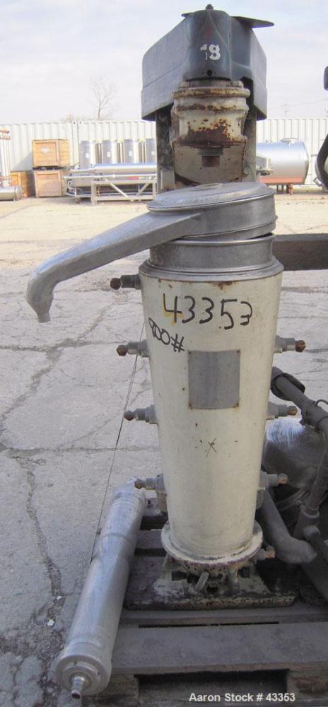 Used Stainless Steel Sharples Super Centrifuge, Type MV8816-7-38Y-1JY-LB