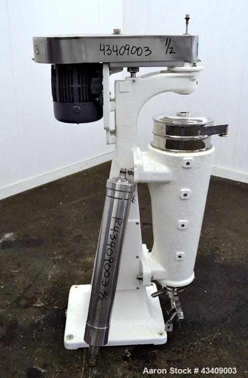 Used Sharples AS-16 Super Centrifuge. 316 stainless steel construction (product contact areas), clarifier design (liquid/solids separation), lower drag assembly, discharge covers, 2 hp xp drive motor...