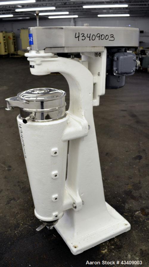Used Sharples AS-16 Super Centrifuge. 316 stainless steel construction (product contact areas), clarifier design (liquid/solids separation), lower drag assembly, discharge covers, 2 hp xp drive motor...