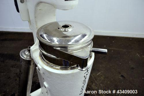 Used Sharples AS-16 Super Centrifuge. 316 stainless steel construction (product contact areas), clarifier design (liquid/solids separation), lower drag assembly, discharge covers, 2 hp xp drive motor...